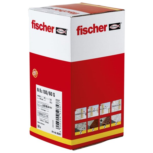 Fischer jeu de chevilles à tête fraisée hammerfix n8 x 100/60 s 50 pièces