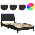 vidaXL Cadre de lit avec LED sans matelas noir 100x200 cm velours