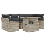 vidaXL Ensemble de canapé de jardin à 7 pièces avec coussins Gris clair en poly rattan