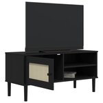 vidaXL Meuble TV SENJA aspect rotin noir 106x40x49cm bois massif pin