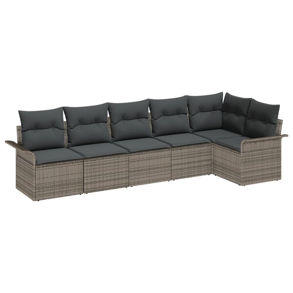vidaXL Ensemble de canapé de jardin 6 pièces avec coussins gris en poly rotin