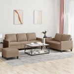 vidaXL Ensemble de canapés 3 Pièces avec coussins Cappuccino Similicuir