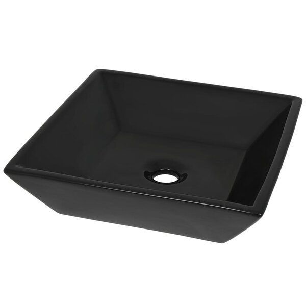 vidaXL Lavabo Céramique carré Noir 41 5 x 41 5 x 12 cm
