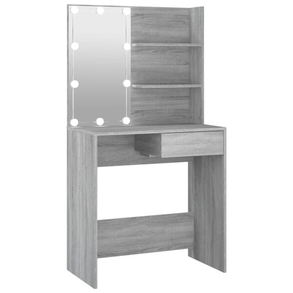 vidaXL Coiffeuse avec LED Sonoma gris 74 5x40x141 cm