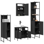 vidaXL Ensemble de meubles salle de bain 4 Pièces noir bois d'ingénierie