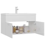 vidaXL Armoire d'évier avec lavabo intégré Blanc brillant Aggloméré