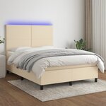 vidaXL Sommier à lattes de lit et matelas et LED Crème 140x200cm Tissu