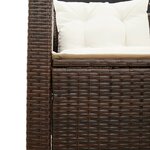 vidaXL Canapé de jardin avec table et coussins en forme de L marron