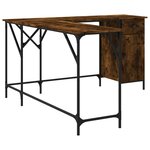 Bureau table poste de travail meuble d'ordinateur informatique étude chêne fumé 141 x 141 x 75 cm bois d'ingénierie brun 02_0023587