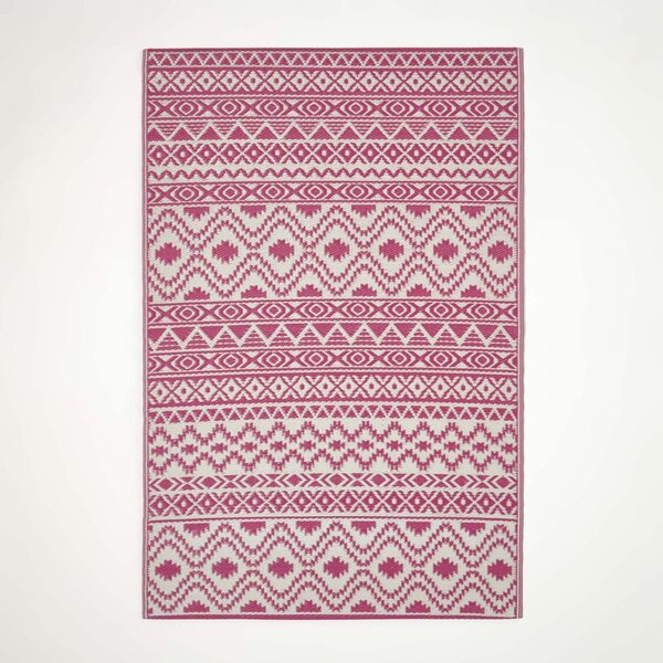 Tapis extérieur terrasse réversible - Tapis de jardin imperméable et résistant UV - Tia - Rose - 150x240 cm - HOMESCAPES