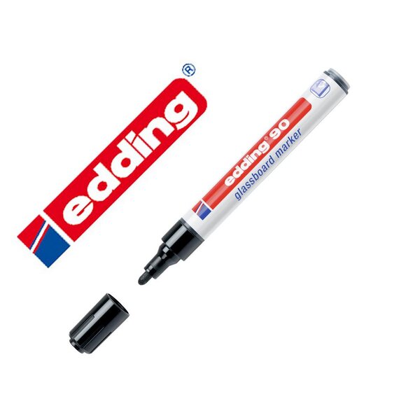 Marqueur edding 90 tableau en verre effaçable à sec coloris noir edding