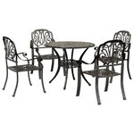vidaXL Ensemble manger de jardin 5 Pièces bronze aluminium coulé