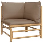 Salon de jardin meuble d'extérieur ensemble de mobilier 4 pièces avec coussins taupe bambou 02_0016207