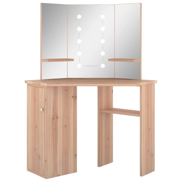 vidaXL Coiffeuse d'angle avec LED Chêne 111x54x141 5 cm
