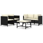 Salon de jardin meuble d'extérieur ensemble de mobilier 5 pièces avec coussins résine tressée noir 02_0016489