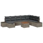 vidaXL Ensemble de jardin 9 pièces avec coussins gris en poly rotin