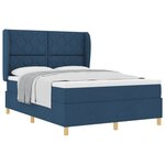 Lit à ressort vidaXL avec matelas bleu 140x190 cm en tissu