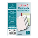 Manifold Quadrillé 5x5 14 8x10 5cm - 50 Feuillets Autocopiants Tripli - Sous Film Par Lot De 5 - X 40 - Exacompta