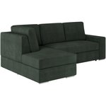 Canapé d'angle gauche convertible ARTEMIS 4 places - Velours côtelé vert foncé - 246 x 174 x 96 cm