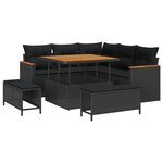 Ensemble de canapé de jardin 8 pièces avec coussins Noir Poly Rattan Acacia