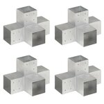 vidaXL Connecteurs de poteau 4Pièces Forme en X Métal galvanisé 101x101mm