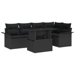 vidaXL Ensemble de canapé de jardin 6 pièces avec coussins noir poly rattan