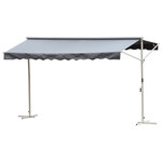 Store double pente manuel rétractable inclinaison réglable acier époxy blanc polyester imperméabilisé anti-UV gris dim. 4 50L x 3 40l x 2 55H m