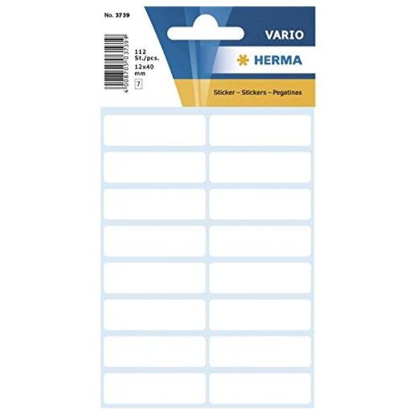 Sachet 112 étiquettes multi-usages 12 x 40 mm blanc herma