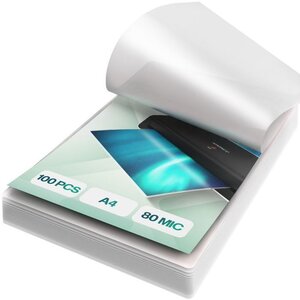 ACROPAQ 100 Feuilles plastifieuse A4 80 microns- Avec 100 pochettes de Plastification- Standard- Brillantes- Coins arrondis