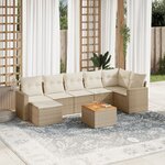 vidaXL Salon de jardin avec coussins 8 Pièces beige résine tressée