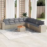 vidaXL Salon de jardin avec coussins 10 Pièces beige résine tressée