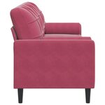 vidaXL Canapé 3 places avec oreillers bordeaux 210 cm velours