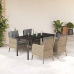vidaXL Ensemble à manger de jardin avec coussins 5Pièces Beige poly rotin