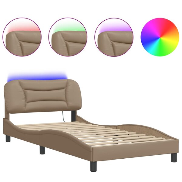 vidaXL Cadre de lit avec LED sans matelas cappuccino 100x200 cm