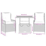vidaXL Ensemble à manger de jardin et coussins 3 Pièces Beige poly rotin
