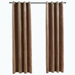 vidaXL Rideaux occultants avec anneaux 2 Pièces Velours Beige 140x245 cm