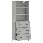 vidaXL Buffet haut Gris béton 69 5x34x180 cm Bois d'ingénierie