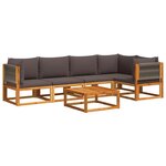 vidaXL Salon de jardin avec coussins 6 Pièces bois d'acacia solide