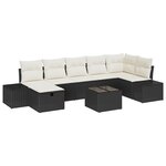 vidaXL Ensemble de canapé de jardin 8 pièces avec coussins en rotin synthétique noir
