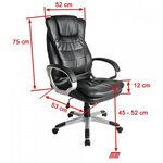 Fauteuil de bureau chaise siège classique ergonomique confortable réglage en hauteur noir 08_0000350