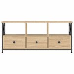 vidaXL Meuble TV chêne sonoma 102x33x45 cm bois d'ingénierie et fer