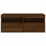 vidaXL Meuble TV mural avec lumières LED chêne marron 100x30x40 cm