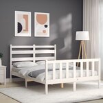 vidaXL Cadre de lit avec tête de lit blanc 120x200 cm bois massif
