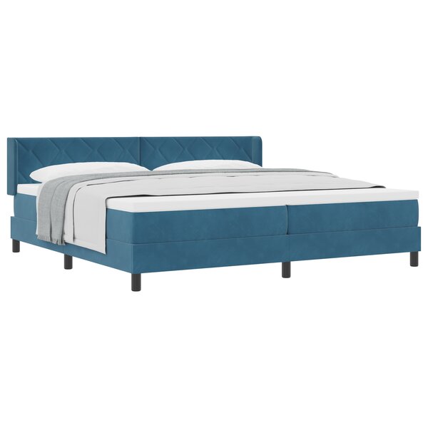 vidaXL Lit à ressort avec matelas bleu foncé 200x200 cm en velours