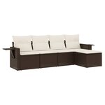 vidaXL Salon de jardin avec coussins 5 Pièces marron résine tressée