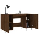 Bureau table poste de travail meuble d'ordinateur informatique étude chêne 140 x 50 x 75 cm bois d'ingénierie brun 02_0023611