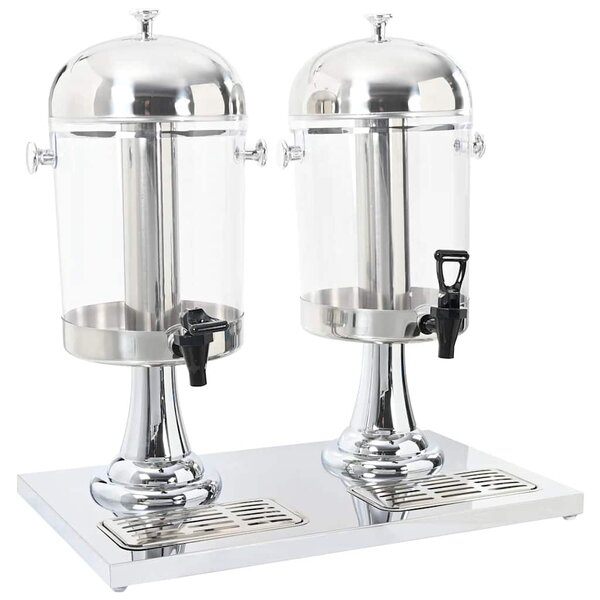 vidaXL Double distributeur de jus en acier inoxydable 2 x 8 L