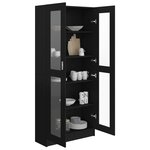 vidaXL Armoire à vitrine Noir 82 5x30 5x185 5 cm Bois d’ingénierie