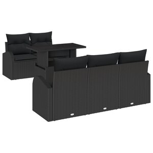 vidaXL Ensemble de Canapés de Jardin 6 Pièces avec Coussins Noir Rattan Poly