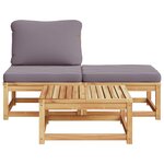 vidaXL Salon de jardin 3 Pièces avec coussins bois massif d'acacia